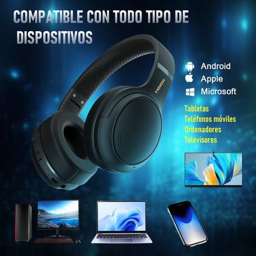 Audifonos Cancelacion Ruido Diadema Inalámbrico Anc Bt 5.4 Blanco