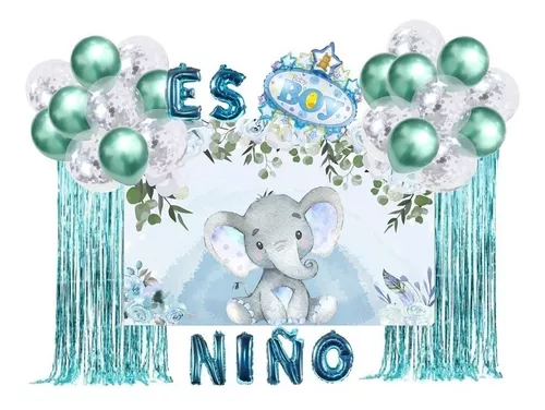 Adornos Globos Para Baby Shower De Niño Juego De Decoraciones Elefante Bebe  Set