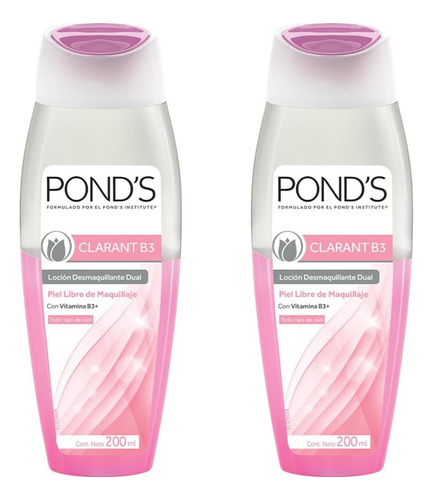 2 Pzas De Pond's Desmaquillante Locion Clarant B3 200 Ml