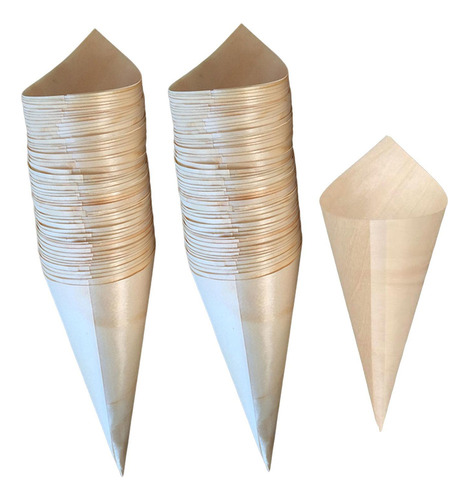 100x Conos De Madera Soporte Para Helado Desechable Para