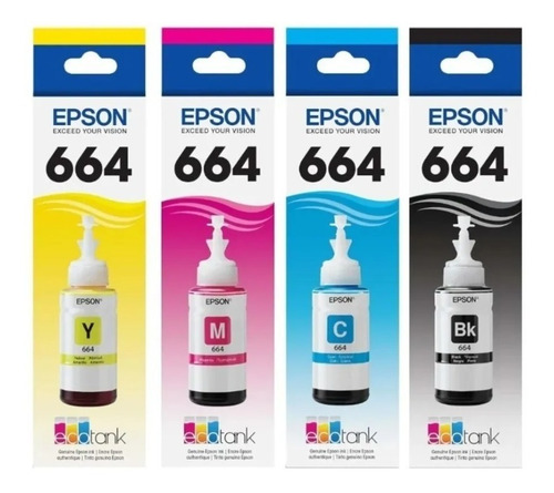 Imagen 3 de 7 de Tinta Original Epson 664 (c Y M Bk) Caja Cerrada X Unid