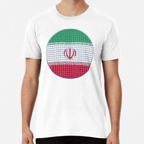 Remera Bandera De Irán Redondeada - Cuadrados Pixel Algodon 