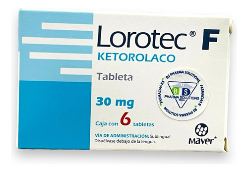 Lorotec Ketorolaco 30 Mg C/6 Tabletas Maver 