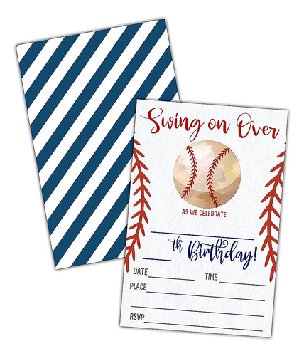 Invitación De Cumpleaños De Béisbol - Swing On Over Birthday