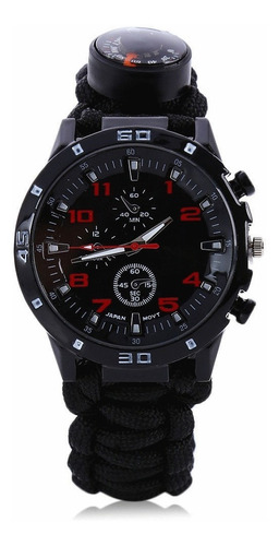 Reloj Hombre Pulsera Paracord. Termometro Silbato. Brujula