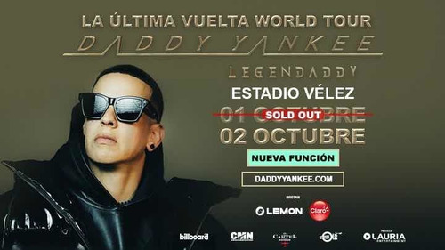 Entradas Daddy Yankee Vélez Platea U Fila 1valor X 2
