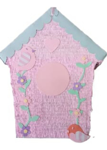 Piñata Cartón Arcoirispapel Colorido 1 Unidad Rosa Claro Casita De Pájaro Casita De Pájaros Y Mariposas Grande
