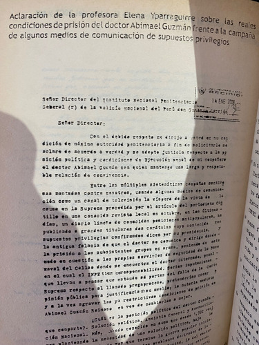 De Puño Y Letra Abimael Guzmán Elena Yparraguirre (Usado)