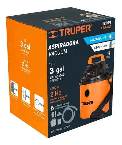 Aspiradora De 3 Galones, Truper 12091