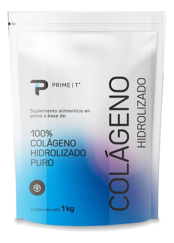 Colágeno Hidrolizado Puro Polvo Primetech 1 Kg 100 Porciones Sabor Sin sabor