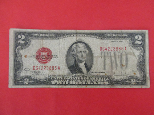 Antiguo Billete Estados Unidos 2 Dolares Escaso Año 1928