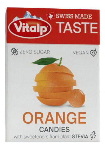 Bala Vitalp Orange Sabor Laranja Sem Açúcar Tipo Halter 25g