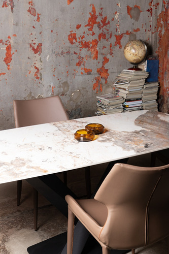 Juego De Comedor Mesa Rectangular 90x180 Silla Cuero Café Color Marrón Claro Diseño De La Tela De Las Sillas Liso