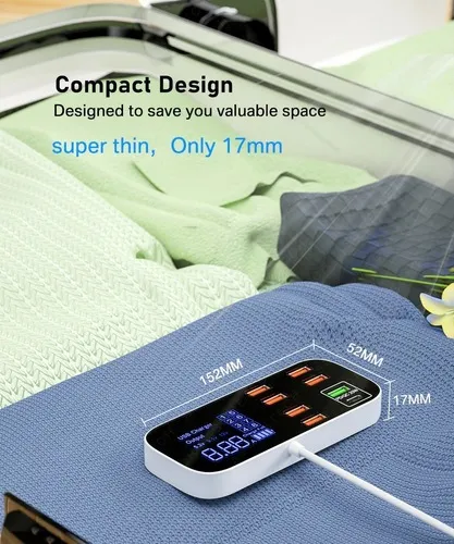 Estación De Carga Rapida Múltiple Usb C 8 Puertos 3.4a Qc3.0