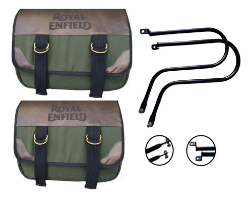 Par Afastadores E Alforge Lona/couro Meteor 350 V. Militar