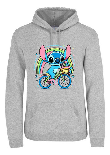 Sudadera Stitch Anda En Bicicleta Arcoíris Lilo Con Gorro