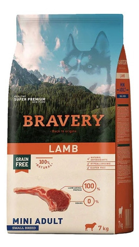 Alimento Para Perros Raza Pequeña Adulto Bravery Cordero 7kg