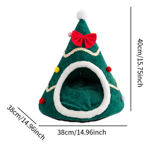 Cama Para Gatos Con Forma De De Navidad, Casa Semicerrada, S