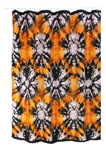 Cortina De Baño Teflon Estampada Impermeable Batik Naranja