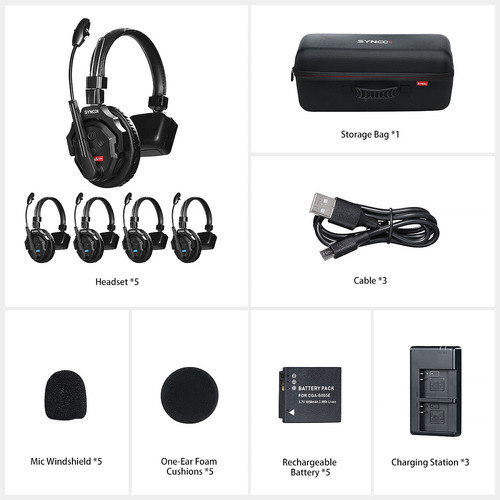Intercomunicador Sem Fio Synco Xtalk X5 Com 5 Fones