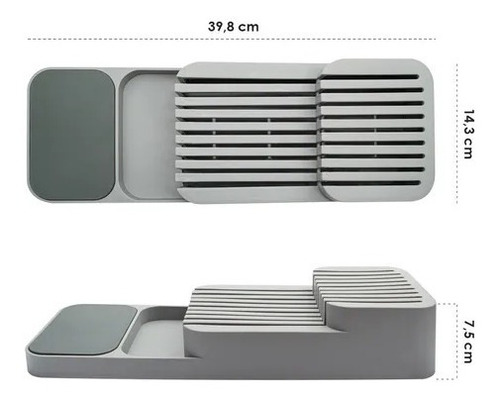 Imagen 3 de 8 de Organizador De Cuchillos Mesada Cajón 2 Pisos Smart Compacto
