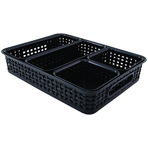 Advantus Plastic Weave Desk Organization Bins Black