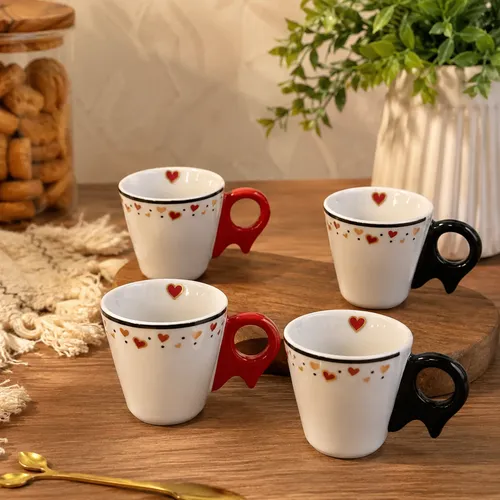 Jogo 4 Xícaras Porcelana 50ml Decorada Lisa Hotel Restaurant Decorada