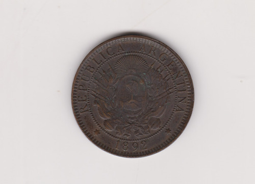 Moneda Argentina 2 Centavos Año 1892 Excelente ++