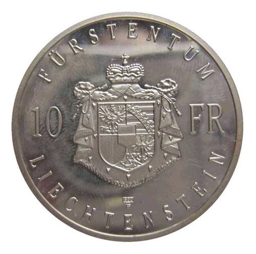 Moneda Difícil Liechtenstein 10 Franc De Plata Impecable Unc