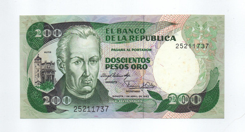 Billete De Colombia 200 Pesos 1983