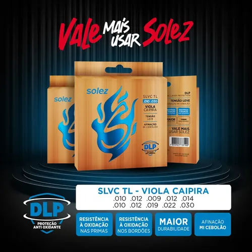 Cordas Para Viola Caipira Slvctl Dlp Leve Calibre 0.10 Solez