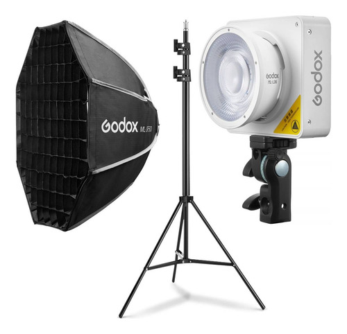 Iluminador Led Godox Ml100bi Com Soft Box Octa 50cm E Tripé