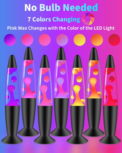 Lámpara Led De 7 Colores Cambiantes Con Cera Rosa Para Niños