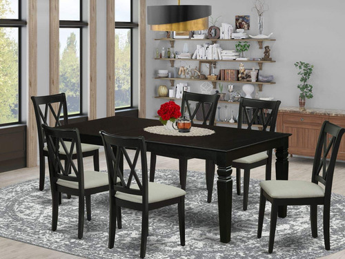 East West Furniture Lgcl7-blk-c Juego De Mesa Y Sillas De