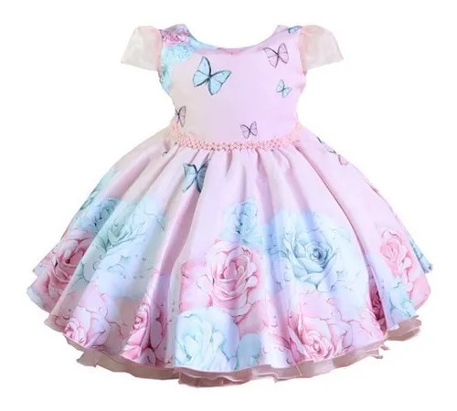 Princesa vestido para menina, 1 ano vestido de aniversário, com