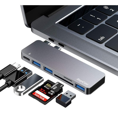 Adaptador Usb C A Usb 3.0 Y Tarjeta Sd Para Macbook Pro/air 