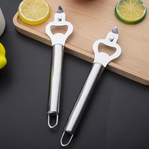 Abridor De Lata E Garrafa Aço Inox Manual Com Cabo