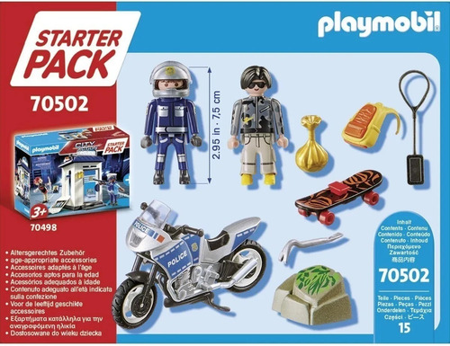 Imagen 5 de 7 de Playmobil Policia Persecucion Ladron Moto Starter Pack 70502