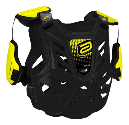 Colete Asw Maxx Preto Amarelo Cross Motocross Trilha Enduro