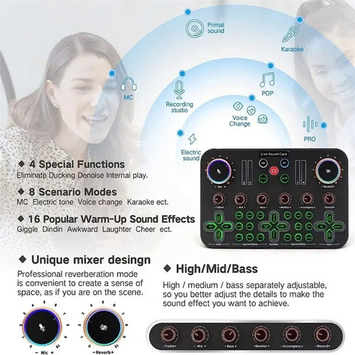 Micrófono De Condensador Bm800 V8 Kit Tarjeta De Sonido