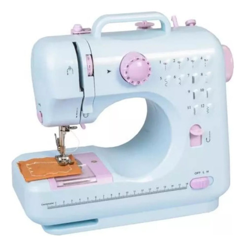 Maquina De Coser Portátil 12 Puntadas C/ Pedal Blanca Y Lila