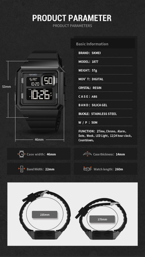 Reloj Pulsera Para Hombre Skmei Digital Con Luz Led