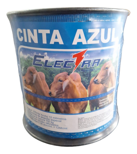 Cinta Electro Plástica Cerca Eléctrica 12mm 200mts Azul