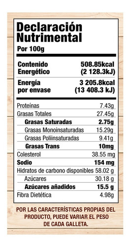Imagen 4 de 6 de 2 Cajas Galletas Super Cookies 630g Taifelds Miel Superfoods