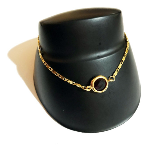 Collar Cadena Zirconia Para Dama Baño De Oro 14k Con Estuche