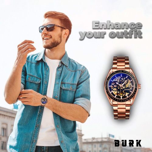 Imagen 3 de 10 de Reloj Hombre Burk 9194 Original Eeuu Automatico Elegante