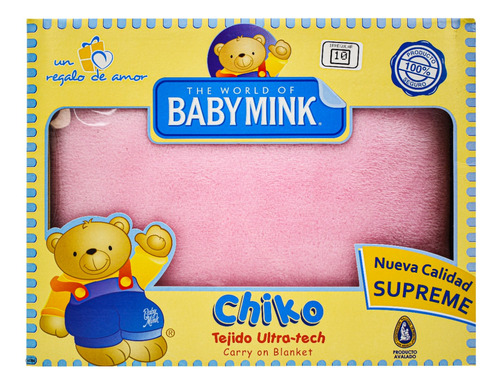 Frazada Chiko Rosa Tejido Ultra Tech 1m X 80cm Baby Mink