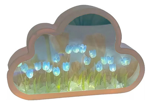 Decoración Del Hogar Diy Tulipán Nube Espejo Luces De Noche