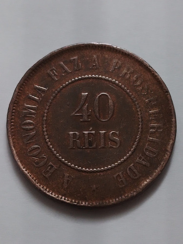 Moeda Bronze 40 Reis Ano 1893 Mbc Sob Lote 4129