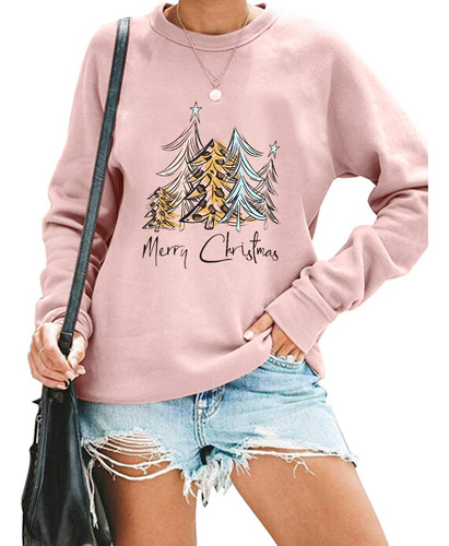 Sudadera Navidad Para Mujer Blusa Estampado Arbol Camiseta